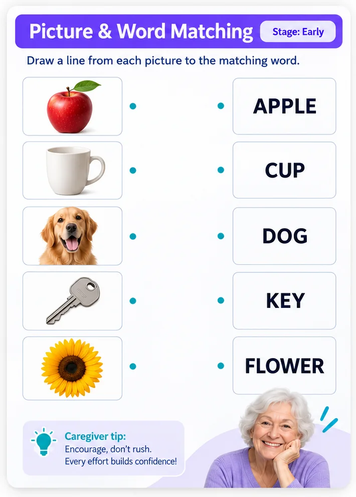 Activity page: Picture & word matching